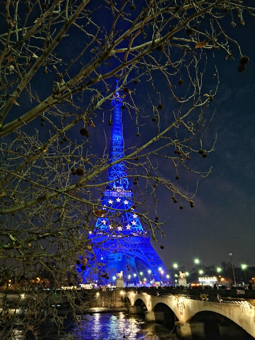 Free stock photo of black and blue, blue, eiffel tower Stock Photo