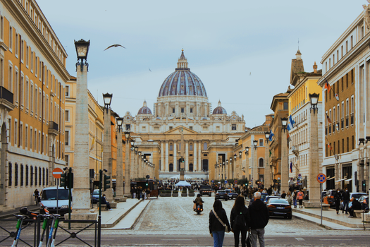 Tourist in Front of St. Peters Basilica