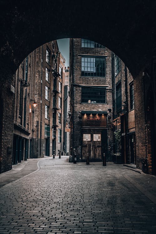 Tunnel and Cobblestone Street in Old Town 