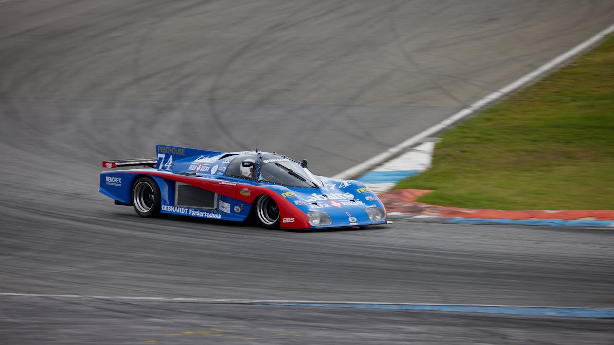 Blue Race Car on the Track · Free Stock Photo