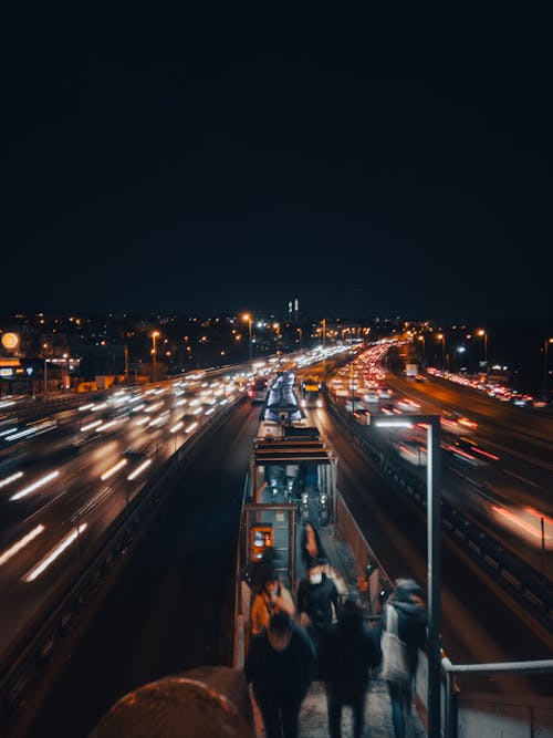 A Moving Cars on the Road at Night