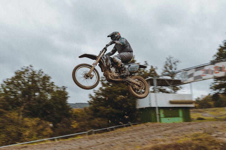 Motorbike Rider Making Stunt Jump