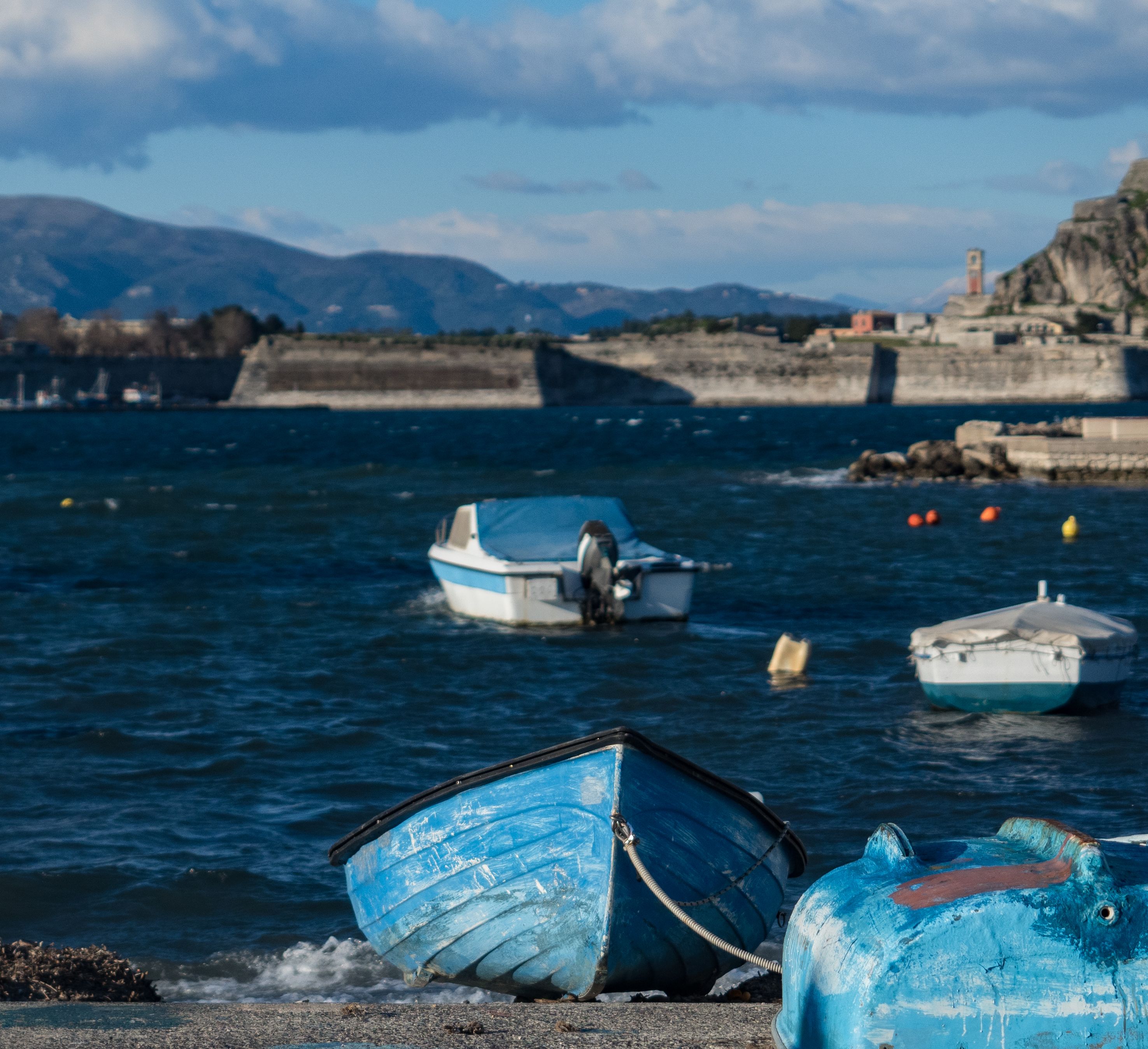 White and Blue Boats on the Sea Shore · Free Stock Photo