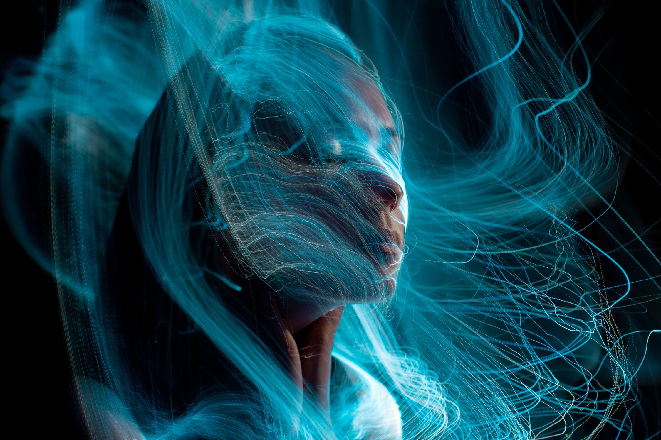 Woman With Blue Hair and Blue Eyes · Free Stock Photo