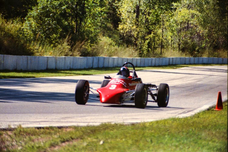 Red Race Car On Track