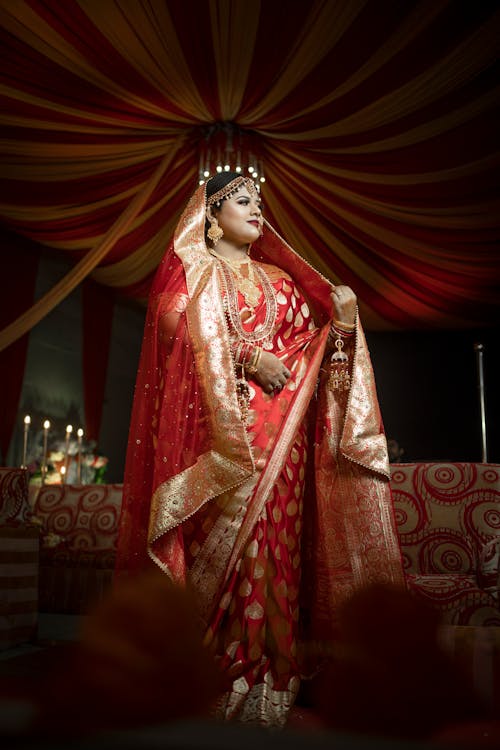 Woman in Red Traditional Clothing