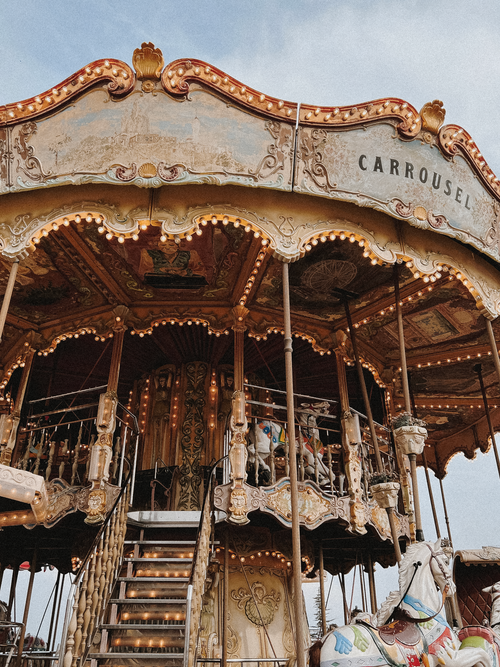 Free Charming vintage carousel ride with intricate details in Barcelona, Spain. Stock Photo