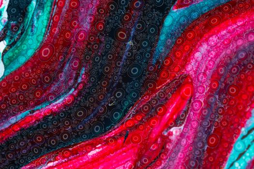 Colorful abstract painting with vivid hues and intricate patterns, showcasing modern art techniques.