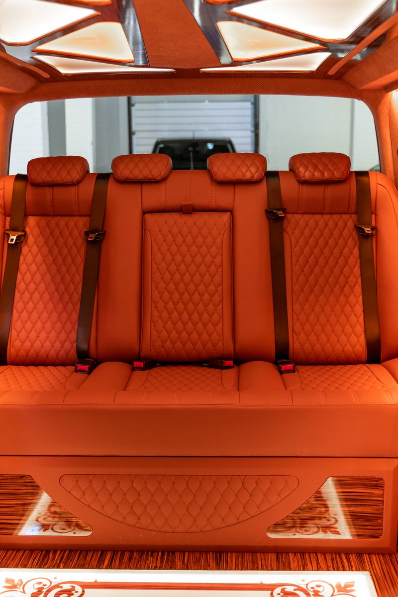 Quilted red leather luxury car interior