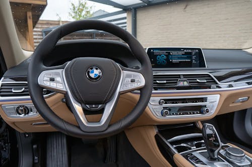 Free  Steering Wheel of a Luxury Car Stock Photo
