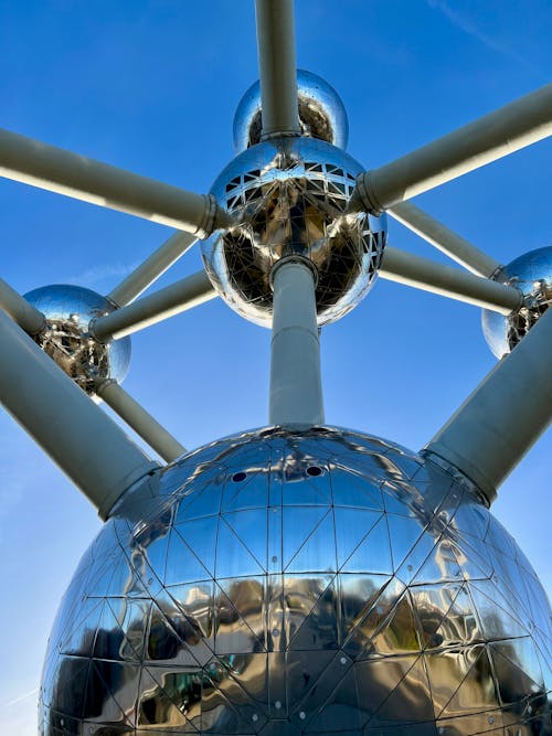 Low-Angle Shot of Atomium in Brussels, Belgium