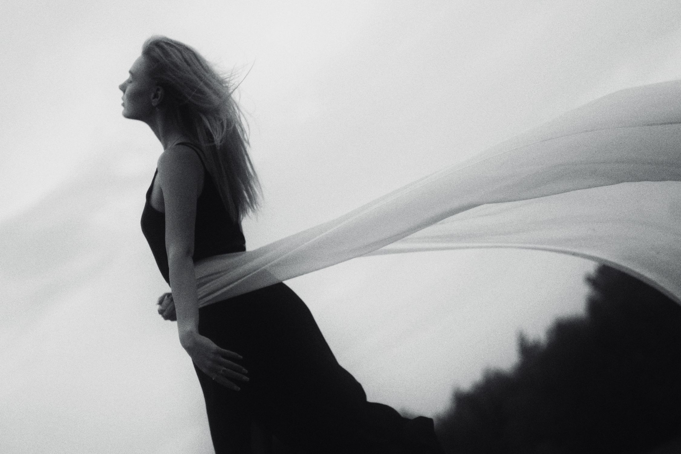 A Grayscale Photo of a Woman in Black Dress · Free Stock Photo