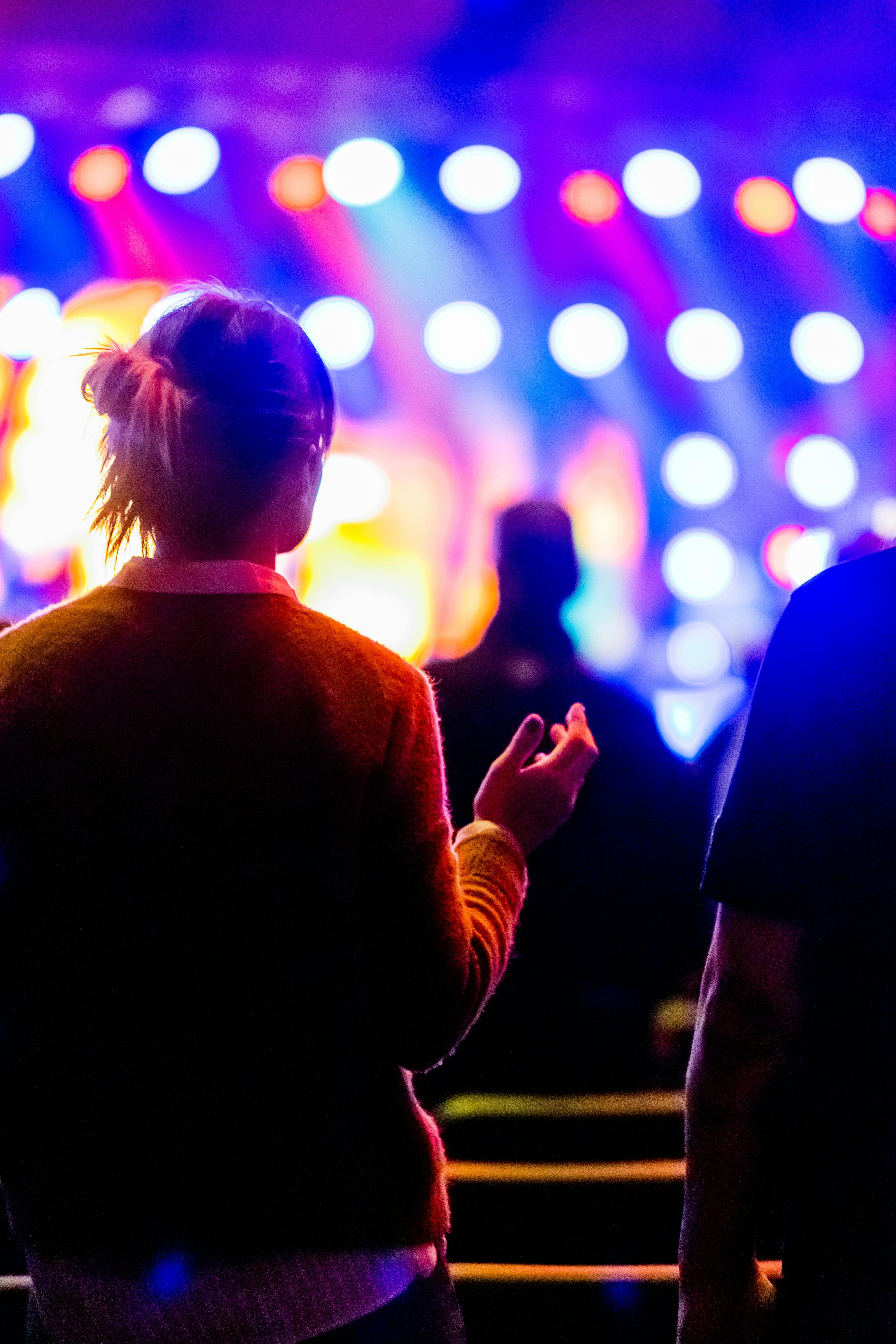 woman watching a concert