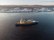 A Blue Ship on Sea