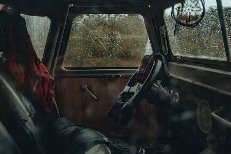 Dark Image With An Old Car Interior