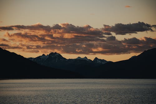 Silhouette of a Mountains and Lake