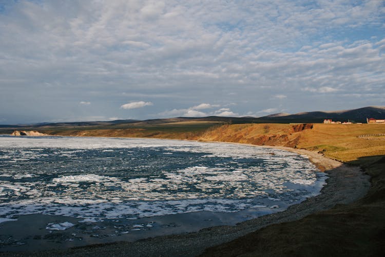 Ice Floe On Sea Shore