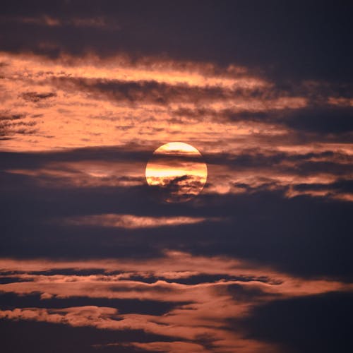 The Moon Behind Dark Clouds