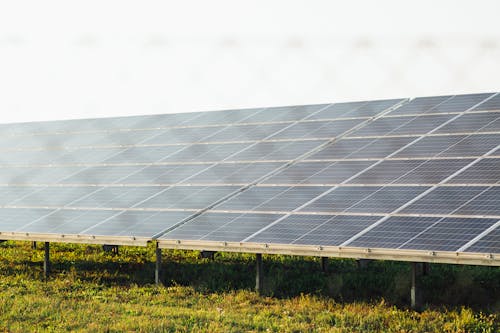 Solar Panels on Green Grass Field