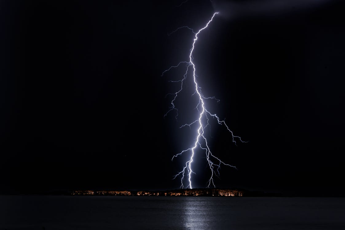 Lightning strike during a thunder storm