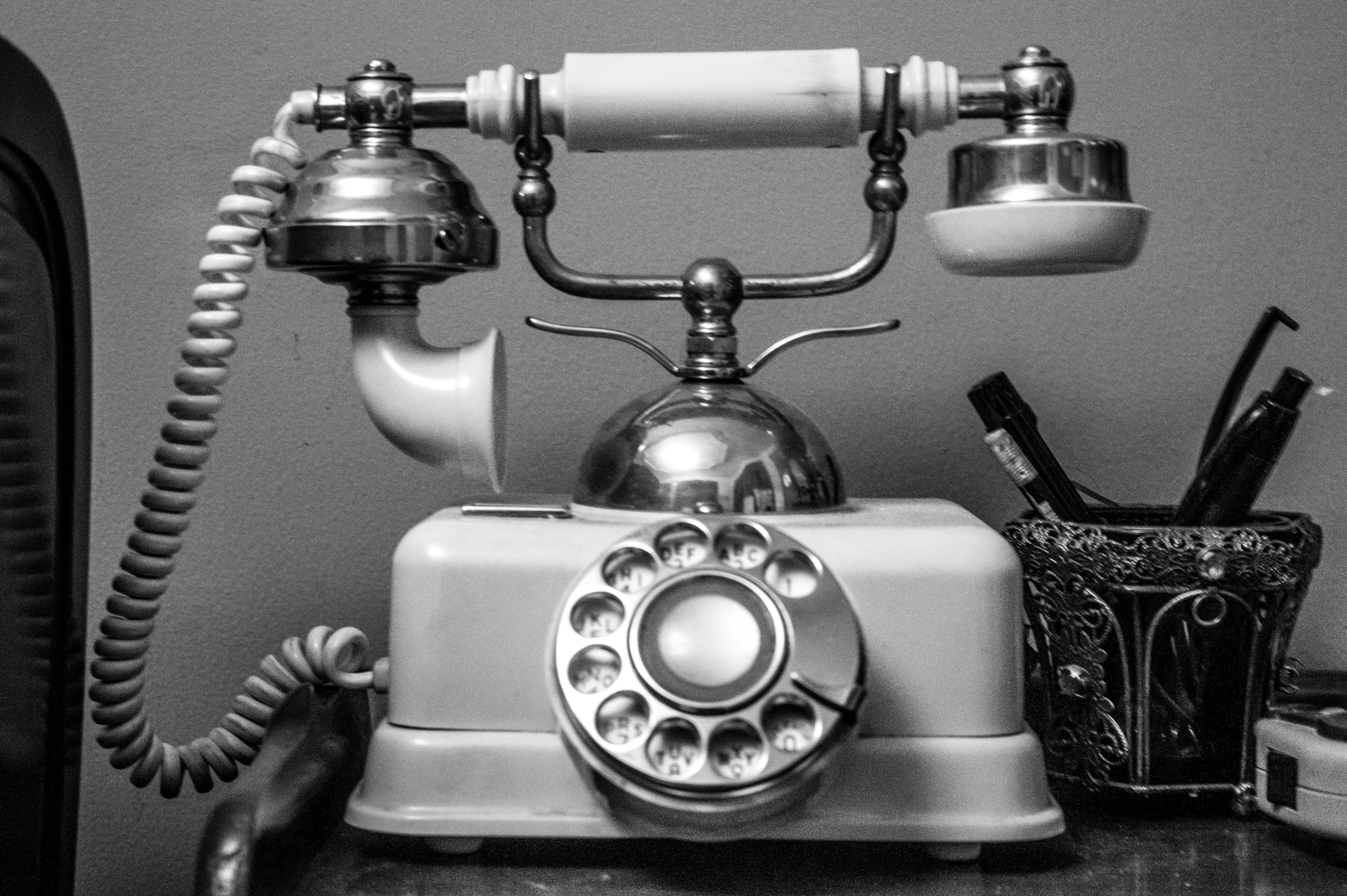 Free stock photo of black and white, telephone, vintage