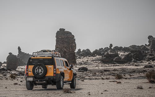 Yellow Sports Utility Vehicle in the Desert