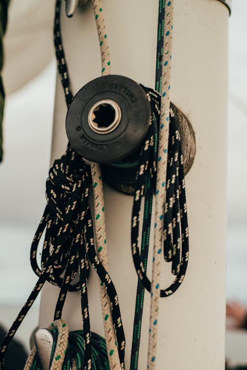 Free Ropes Used in a Sail Boat Stock Photo
