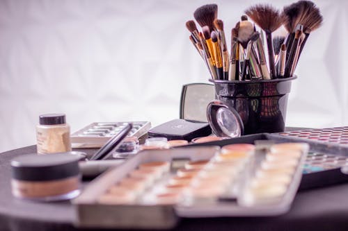 Free Makeup Brush on Black Container Stock Photo