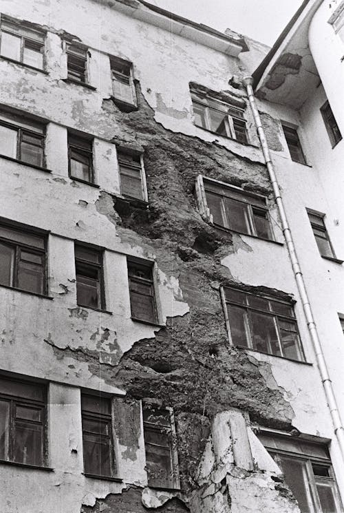 Damaged Walls of a Concrete Building