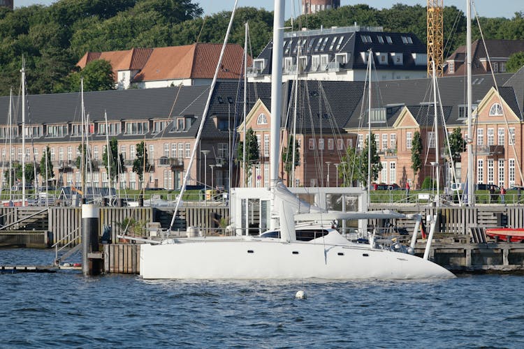 White Yacht On Dock