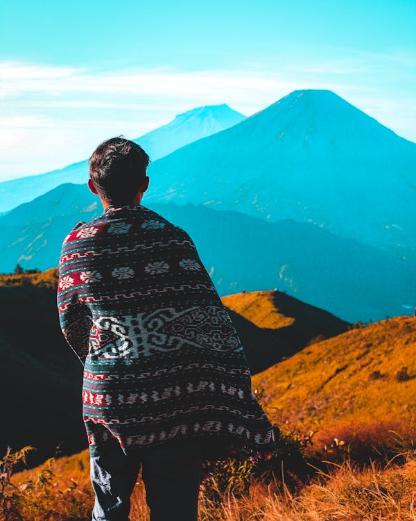 Free Person Staring at the Mountain Stock Photo