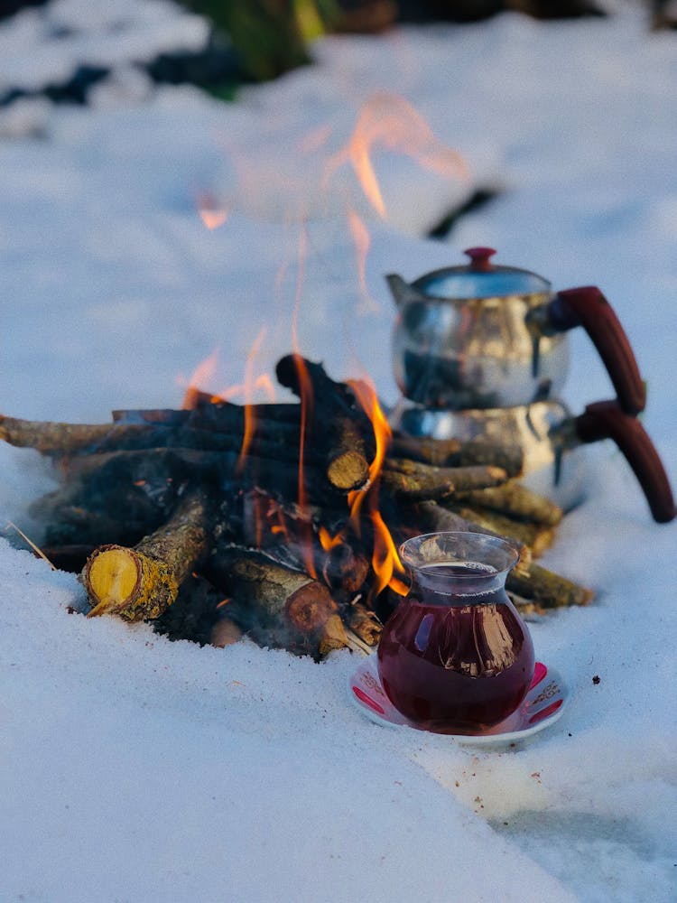 Glogg Prepared On Fire In Winter