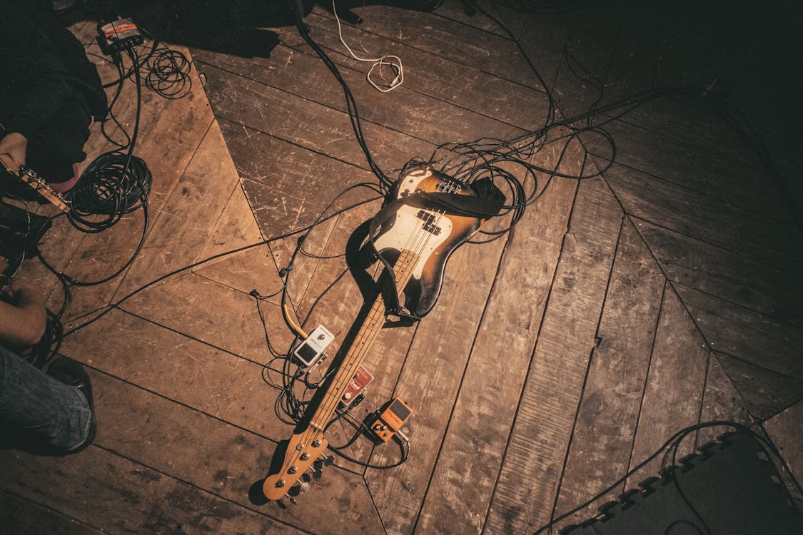 Free Electric Guitar on the Flooring Stock Photo