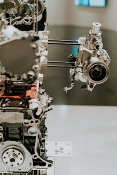 Detailed view of complex machinery parts showcasing engineering and mechanical design.