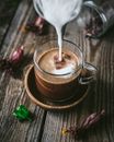 Milk Added to Cup of Hot Chocolate