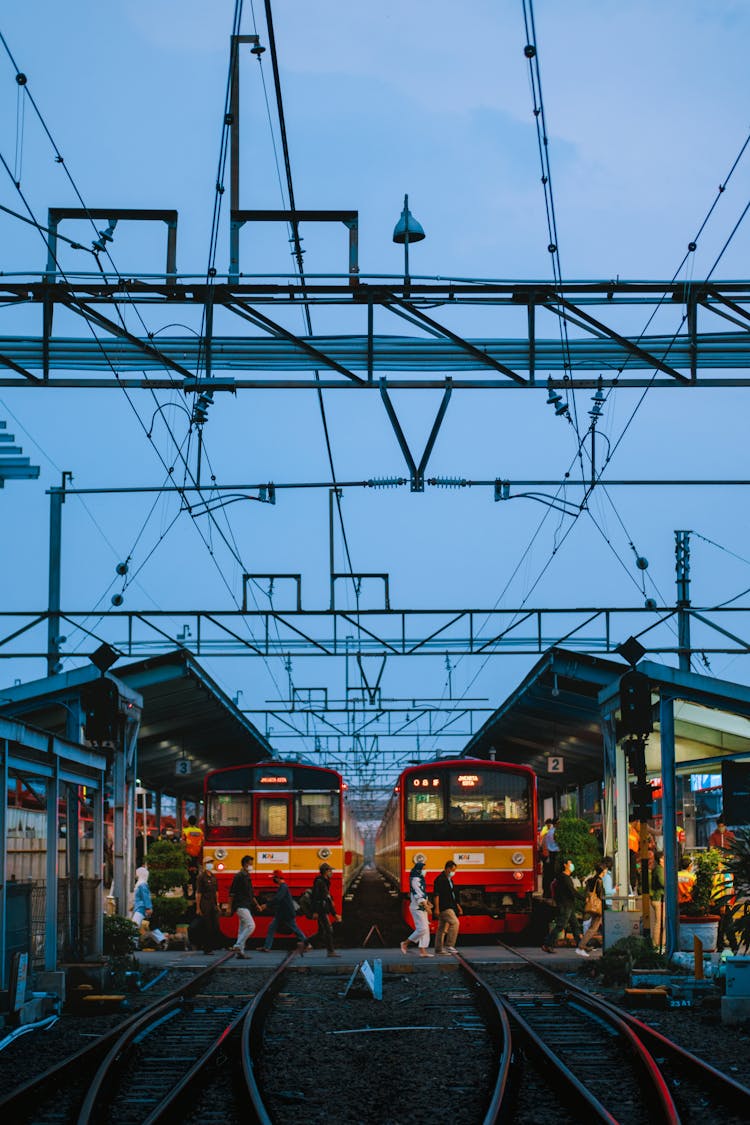 People Crossing On The Railway