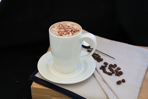 Free Coffee on Ceramic Cup Stock Photo