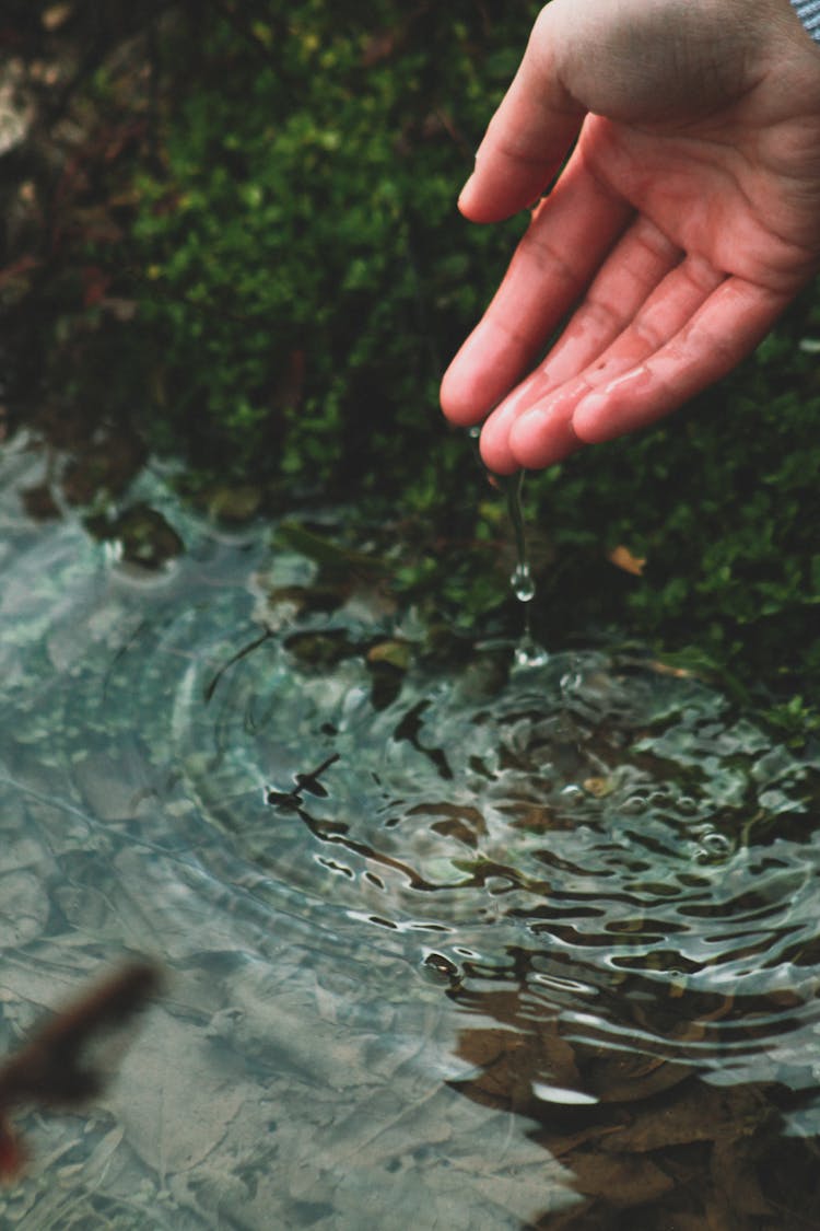 Water Dropping On Person's Hand