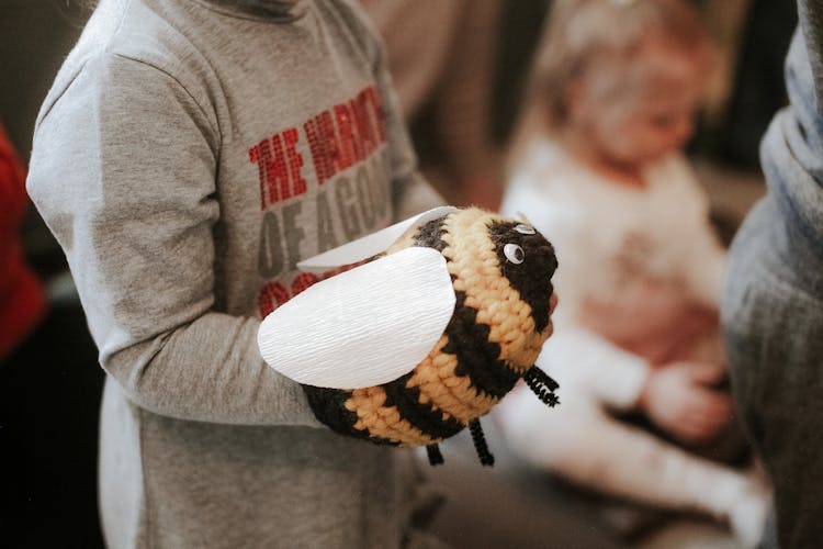 Kid With Handmade Woolen Bee