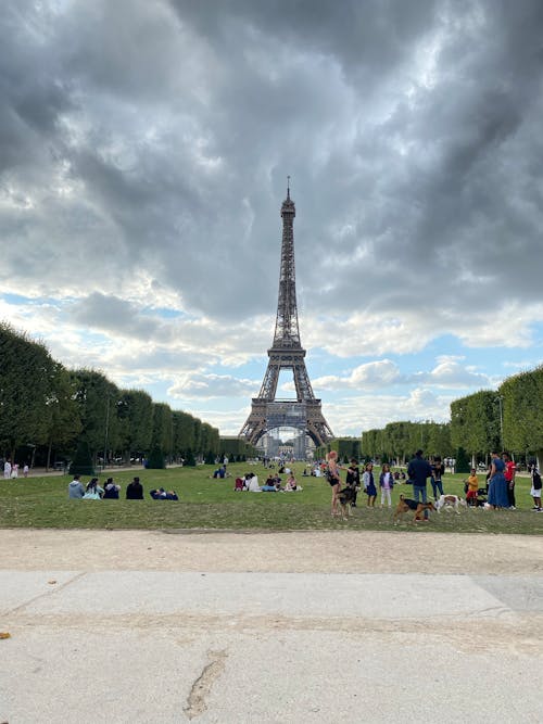 People at a Park Near the Eiffel Tower