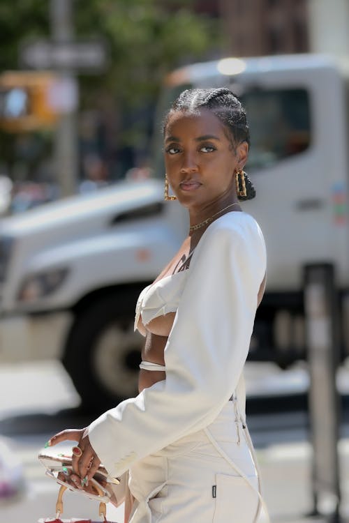 A Woman in a Stylish White Outfit