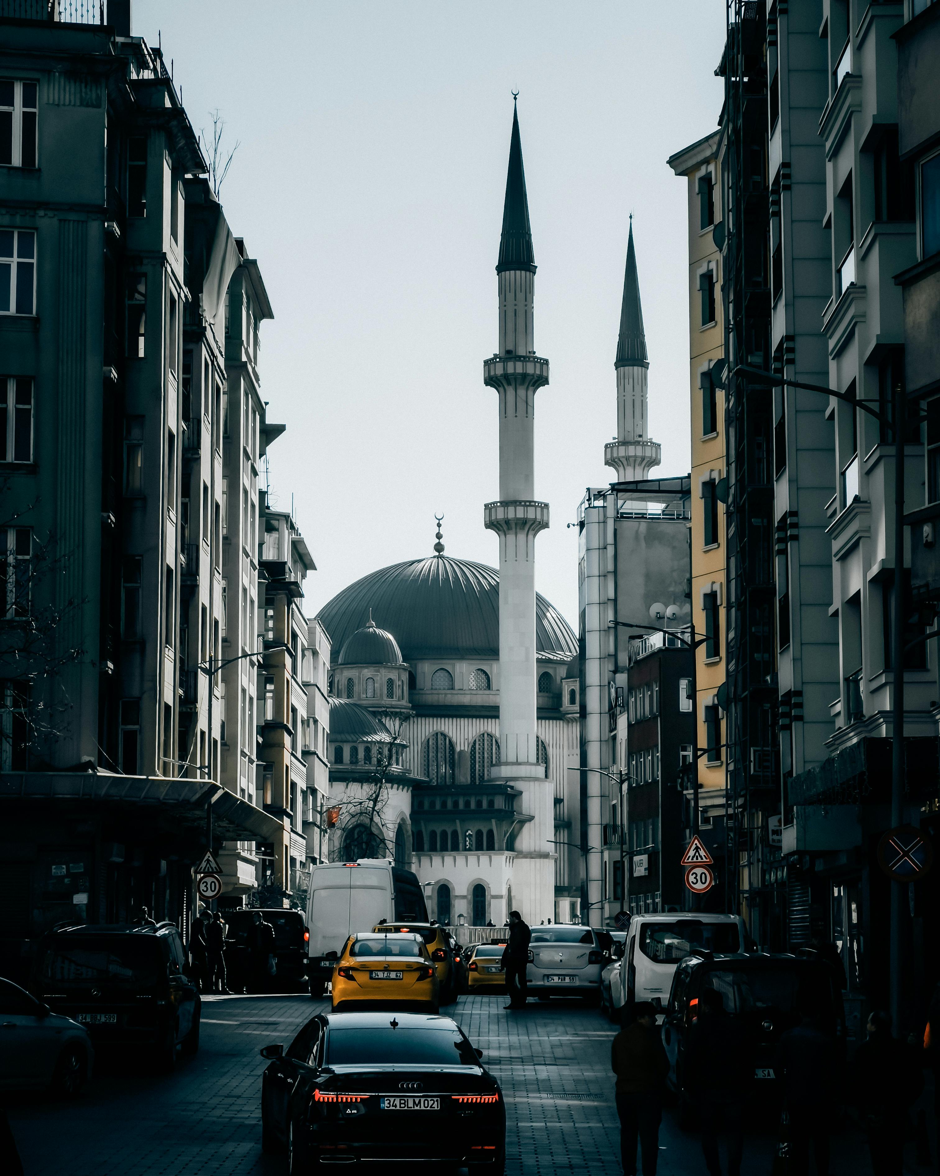 a view of the taksim mosque from a street
