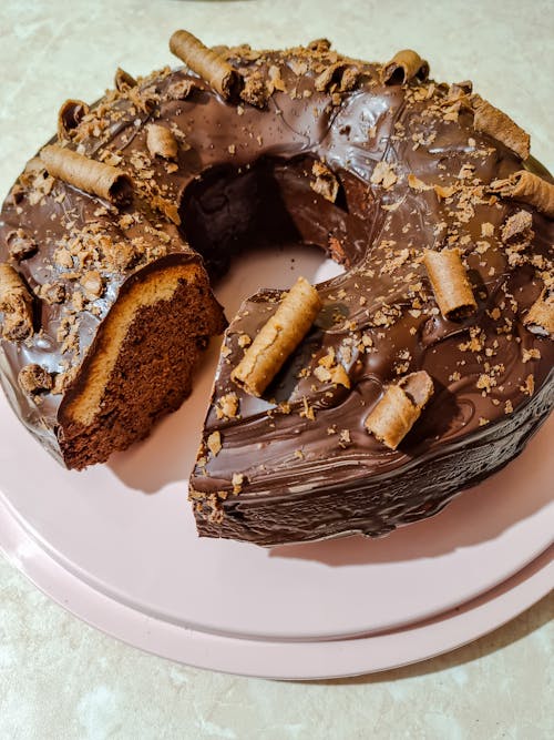 Chocolate Cake on a Ceramic Plate