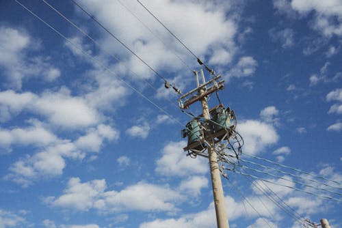 Free stock photo of blue sky, clouds, electrical