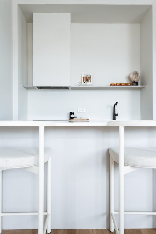 Free Simplistic Design of White Kitchen  Stock Photo