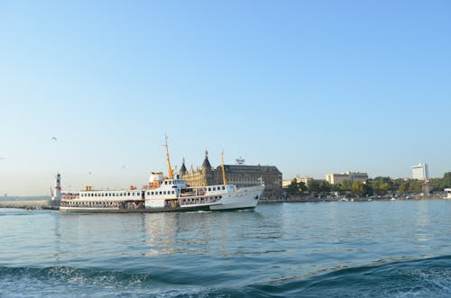 White Ship on Sea