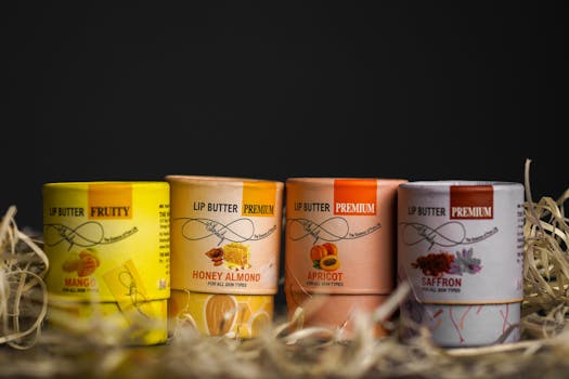 Elegant lip butter assortment with various flavors, perfect for skincare enthusiasts.