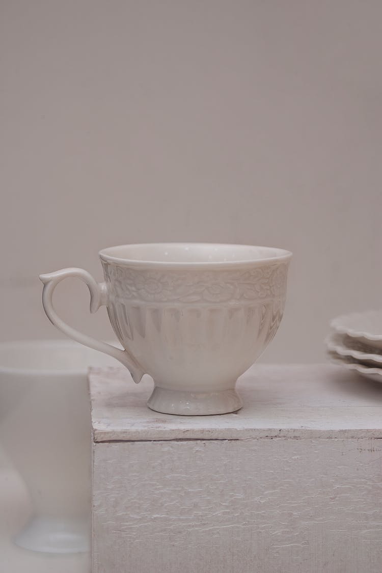 White Ceramic Teacup