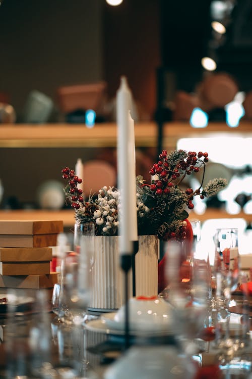 Free Close-Up Shot of a White Candle on the Table Stock Photo