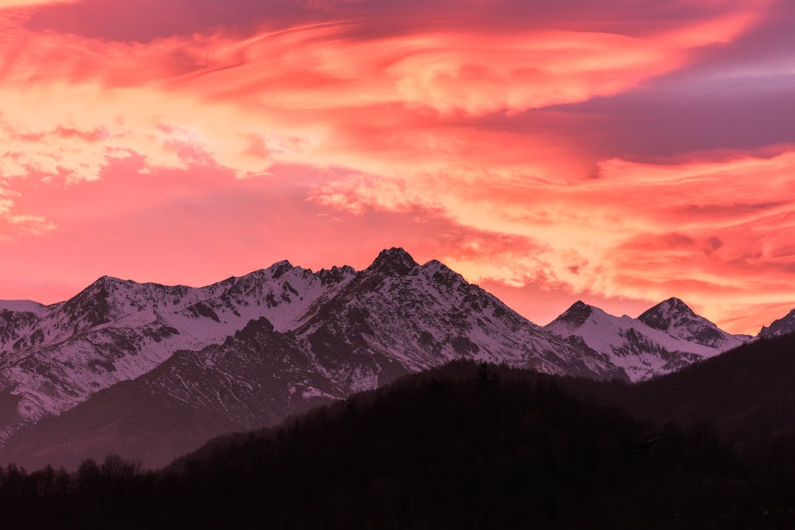 Scenic View of Mountains during Sunset